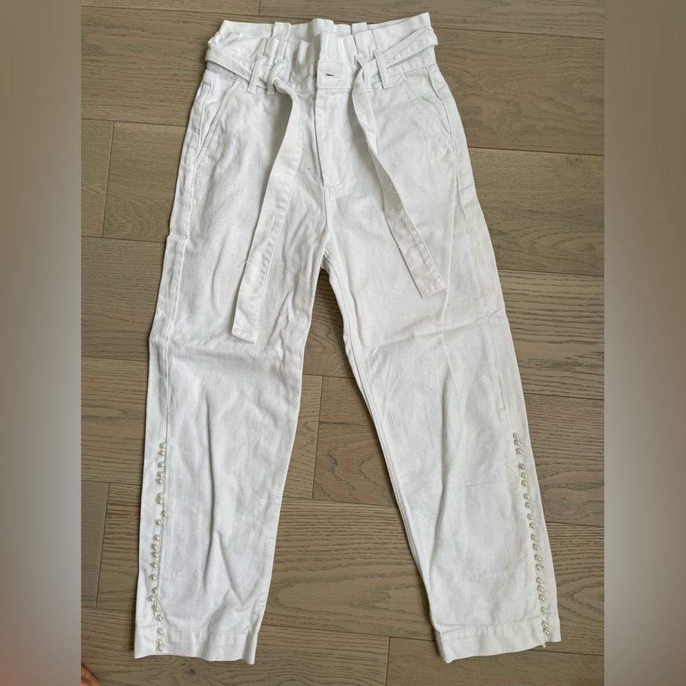 White jeans with pearls